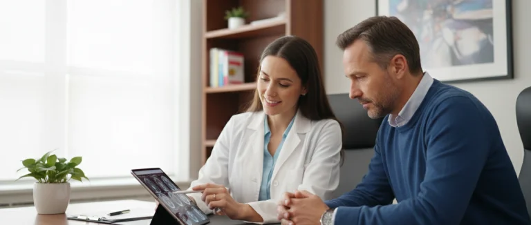 Пациент обсуждает план лечения с врачом