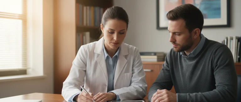Врач обсуждает лечение с пациентом
