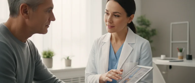Врач обсуждает лечение артрита с пациентом