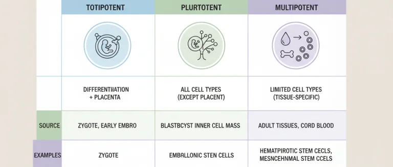 Сравнительная таблица типов стволовых клеток