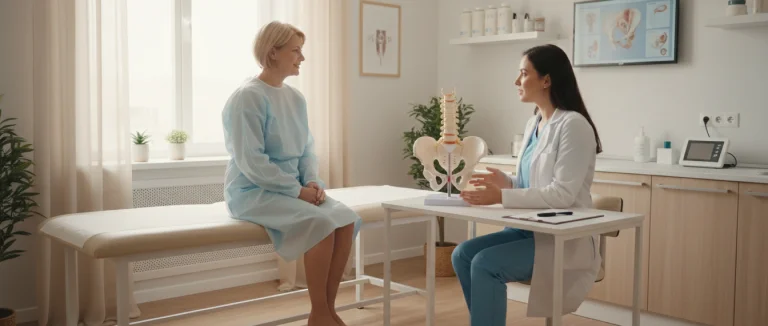 Женщина проходит обследование у уролога