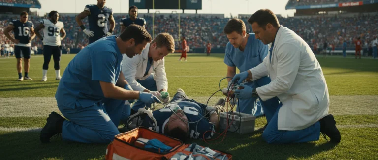 Спортивная травма – спортсмен получает помощь