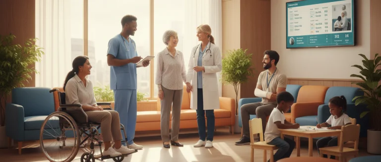 Разнообразные пациенты проходят профилактический осмотр