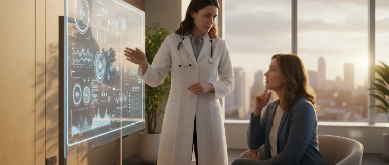 врач обсуждает результаты обследования