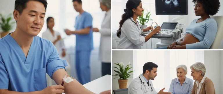 Группа людей проходит профилактический осмотр