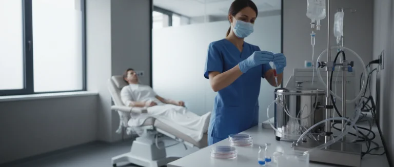 Врач проводит процедуру стволовых клеток