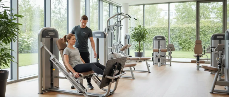 Физиотерапевт помогает пациенту после операции