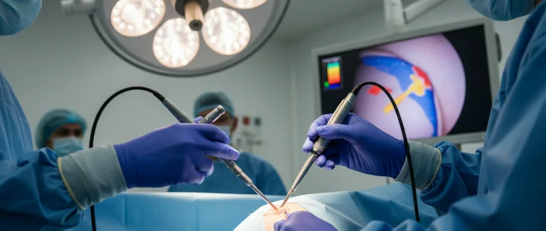 Артроскопическая операция на плече в операционной