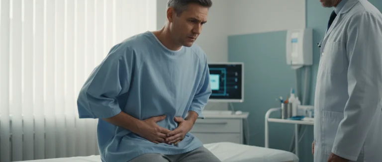Мужчина с симптомами инфекции мочевыводящих путей