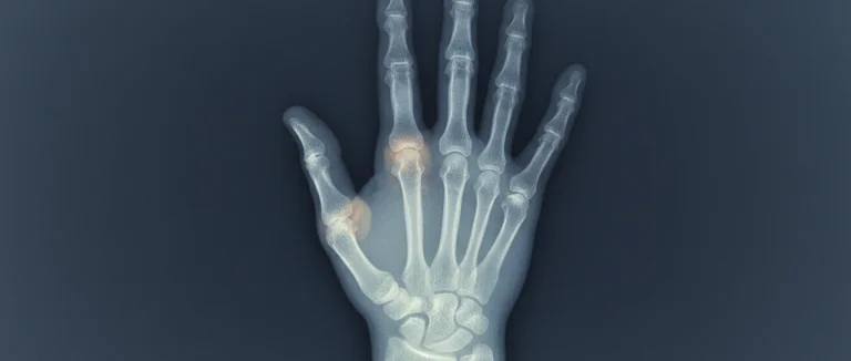 Рентген руки, показывающий эрозии суставов