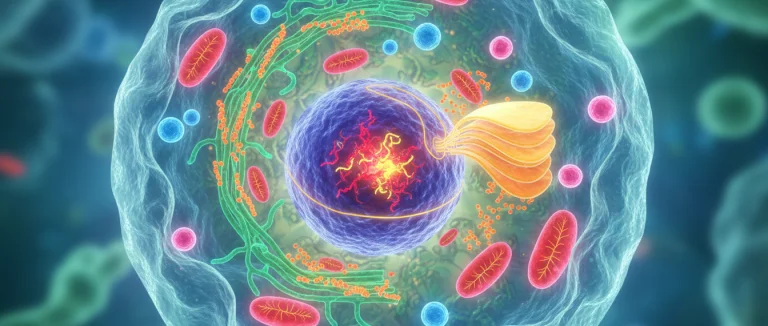 Схема структуры клетки с обозначением органелл
