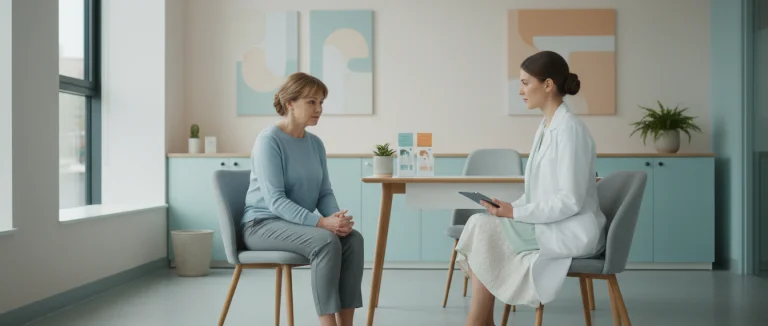 Женщина, обсуждающая проблемы со здоровьем