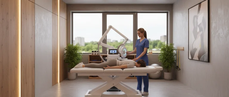 Сеанс физиотерапии с использованием магнитных аппаратов