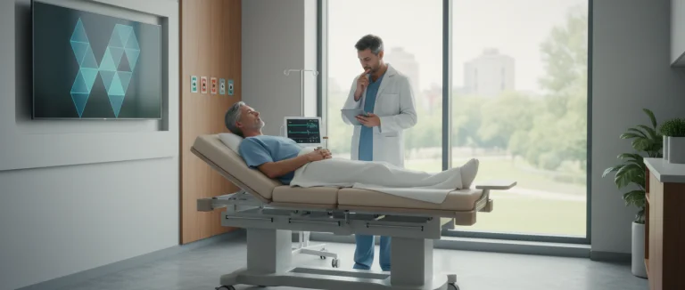 Мужчина проходит медицинский осмотр