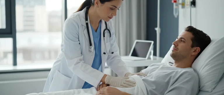 Медсестра проводит целенаправленную оценку пациента