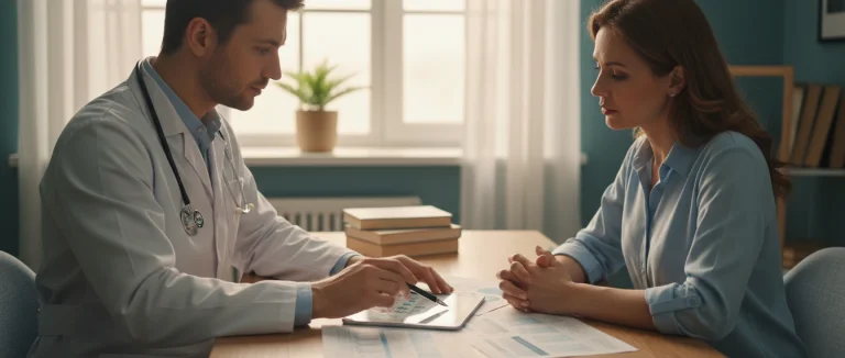 Врач обсуждает результаты обследования