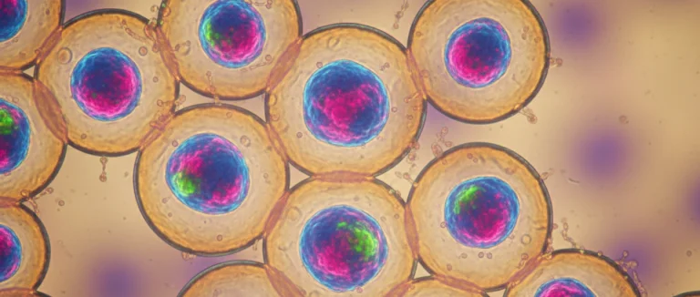 Эмбриональные клетки под микроскопом