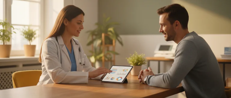 Врач обсуждает результаты с пациентом
