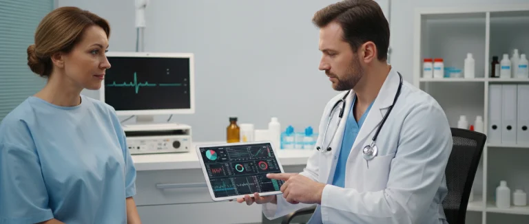 Врач проверяет результаты анализов пациента