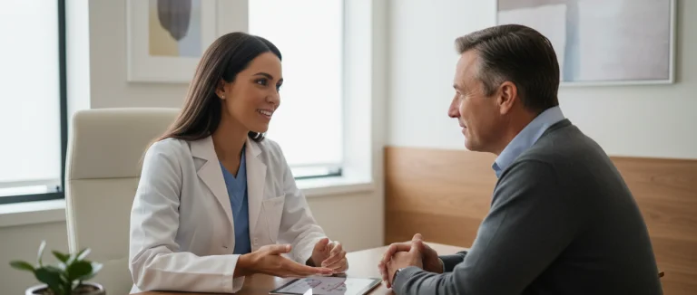 Консультация пациента с врачом о терапии стволовыми клетками