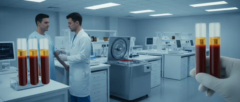 Сбор крови и центрифугирование для получения PRP