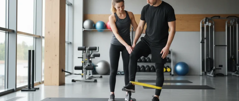 Пациент выполняет упражнения для колена