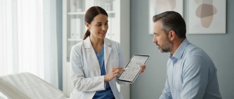 Врач проводит обследование пациента