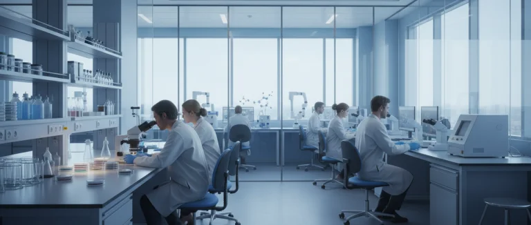 Лаборатория с исследователями