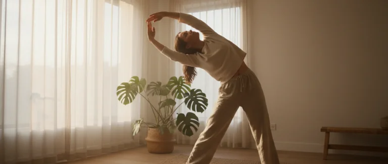 Человек выполняет утреннюю зарядку