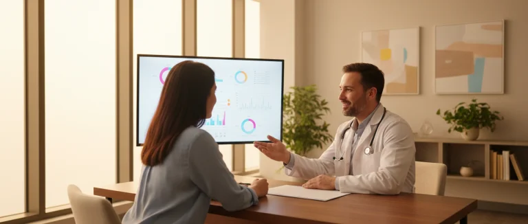Врач обсуждает результаты анализов с пациентом