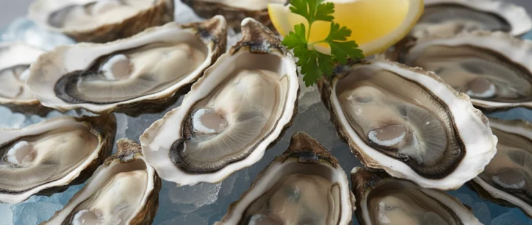 Свежие устрицы на льду