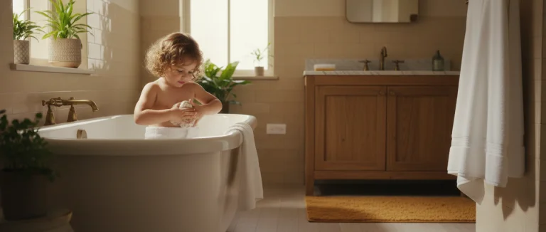 Девочка‑детсадовец умывается правильно