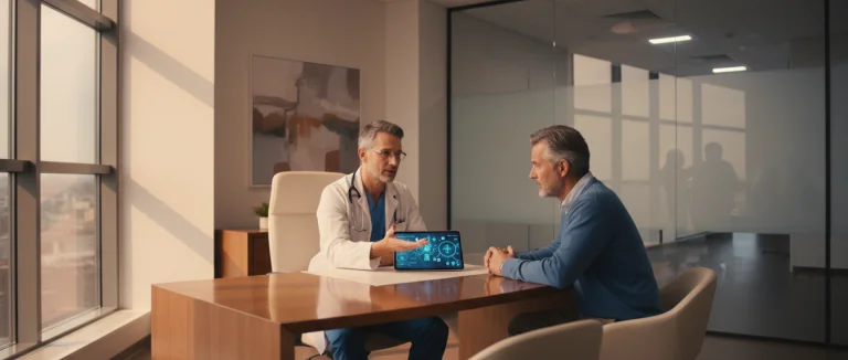 Врач обсуждает причины частого мочеиспускания с пациентом