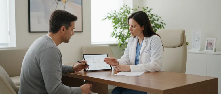 Врач обсуждает план лечения с пациентом