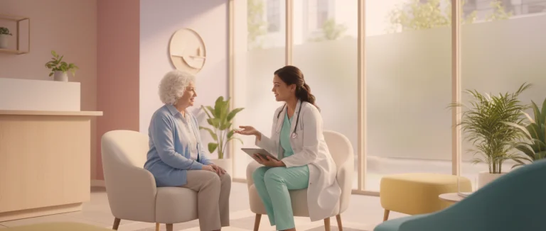 Пожилая женщина с врачом