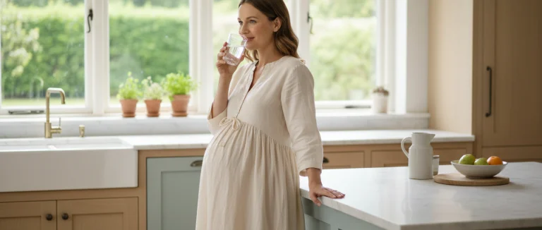 беременная женщина пьёт воду