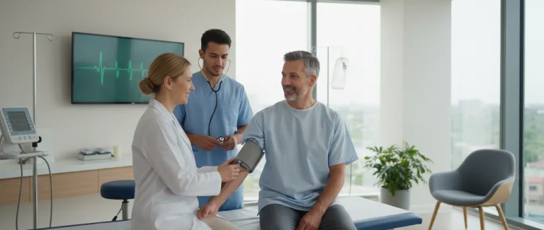 Мужчина проходит медицинский осмотр