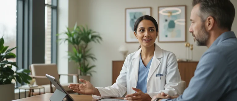 Врач обсуждает план лечения с пациентом