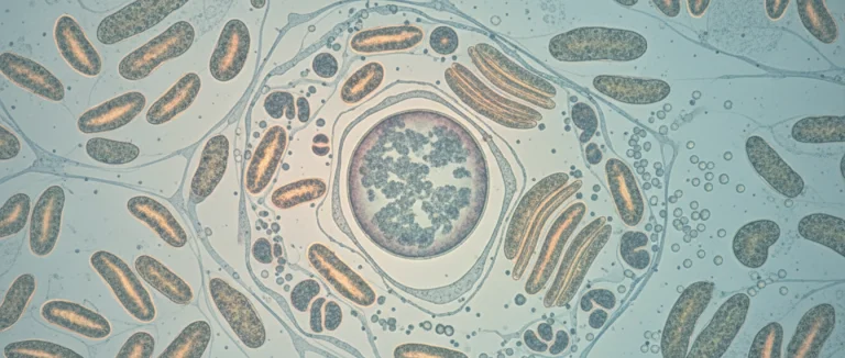 Органеллы клетки под микроскопом