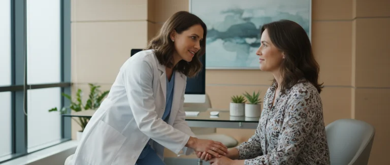 Врач обсуждает план лечения с пациенткой