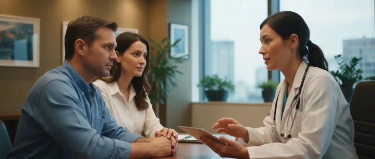 Врач обсуждает план лечения с пациентом