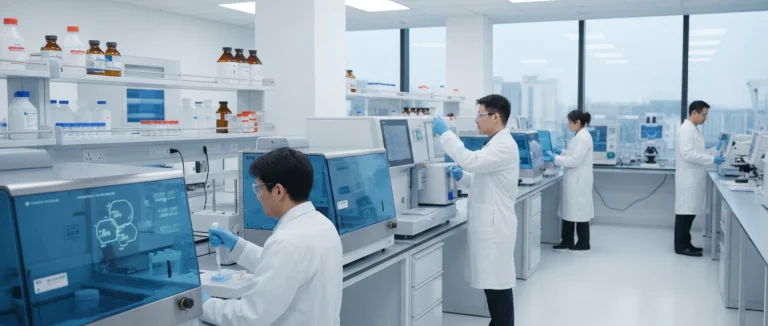 Лаборатория с оборудованием для анализа мочи