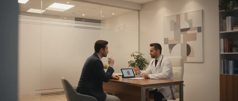 Врач консультирует пациента о проблемах эрекции