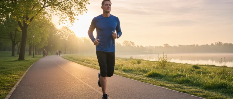 Мужчина занимается утренней пробежкой