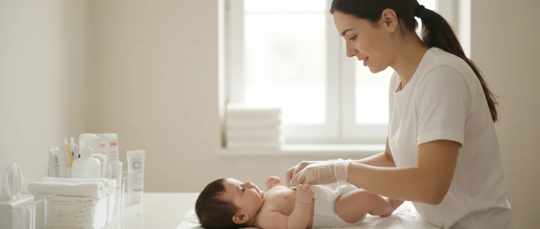 Смена подгузника у младенца