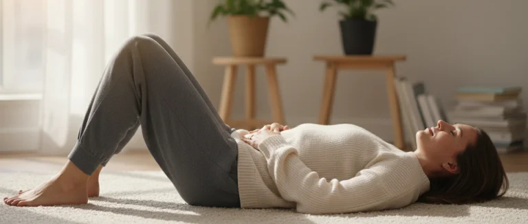 Женщина выполняет упражнения Кегеля