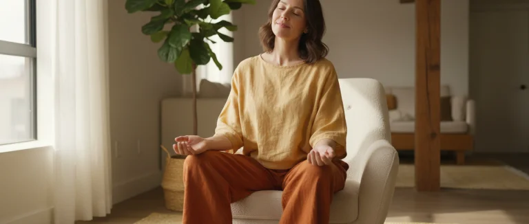 Женщина выполняет упражнения Кегеля