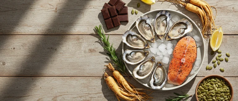 Здоровый набор продуктов, повышающих либидо