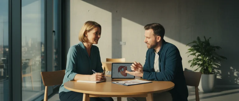 Пациент обсуждает лечение с врачом