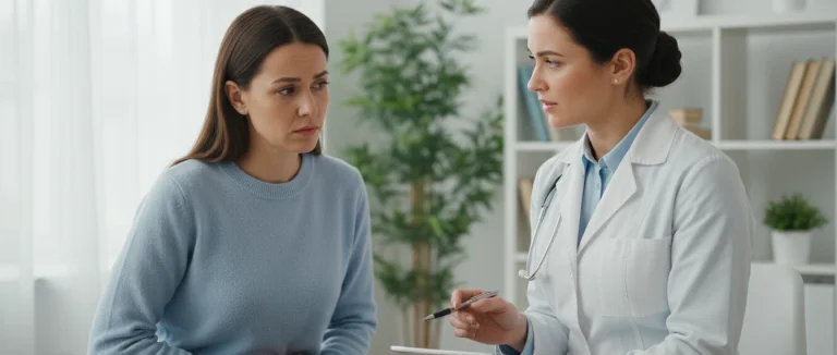 Врач консультирует пациента по симптомам ИМП